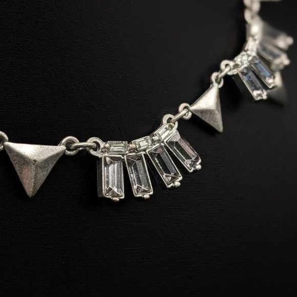 Geometric Statement Necklace with Arrowheads and Crystal Rhinestones - Picture 2 of 7